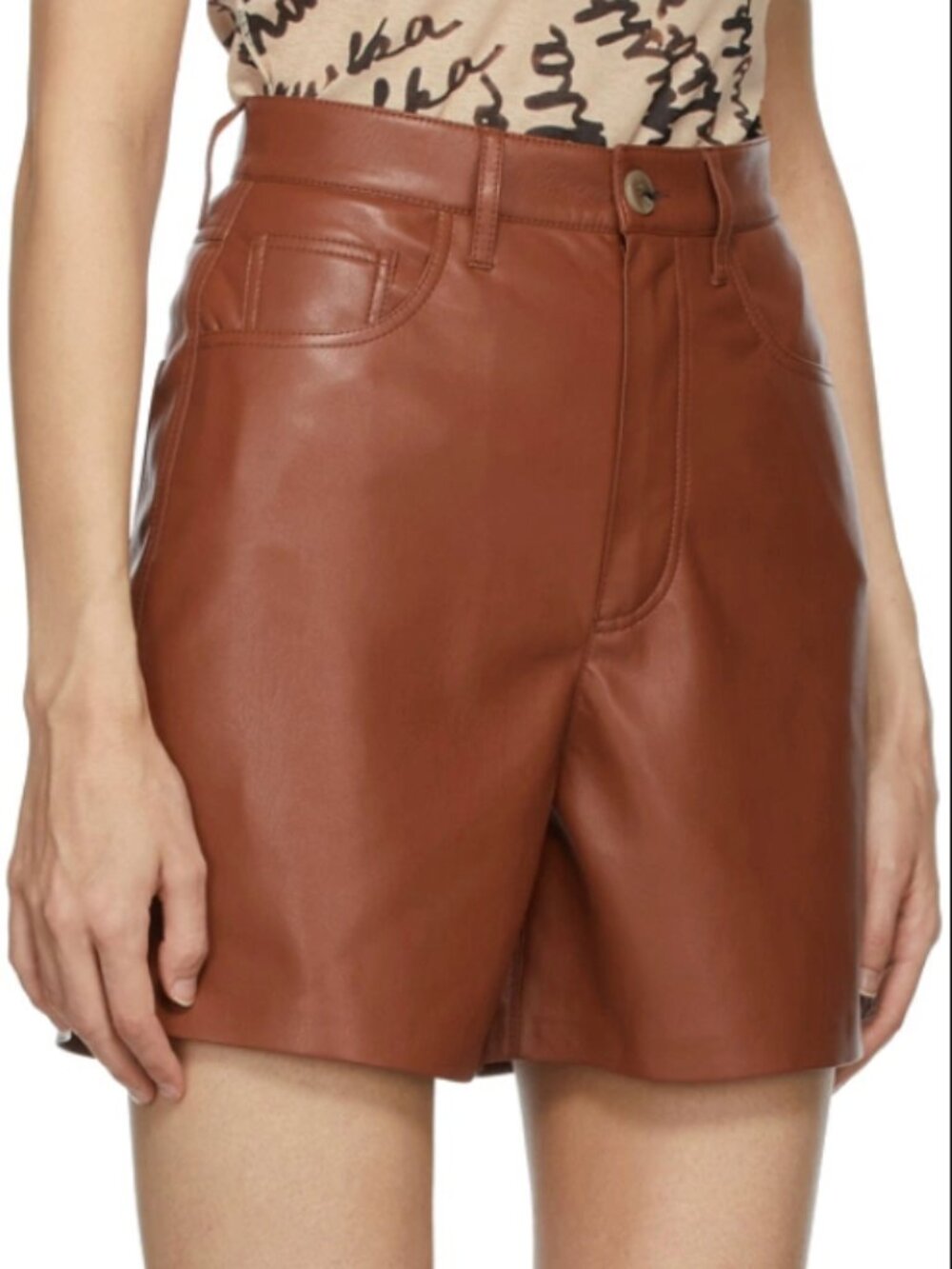 NANUSHKA Leana Vegan Leather Shorts